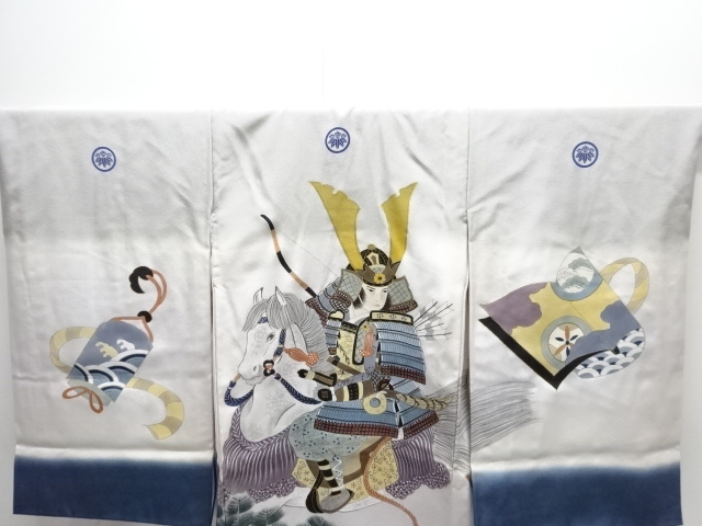  騎馬武者模様紋付男児着物